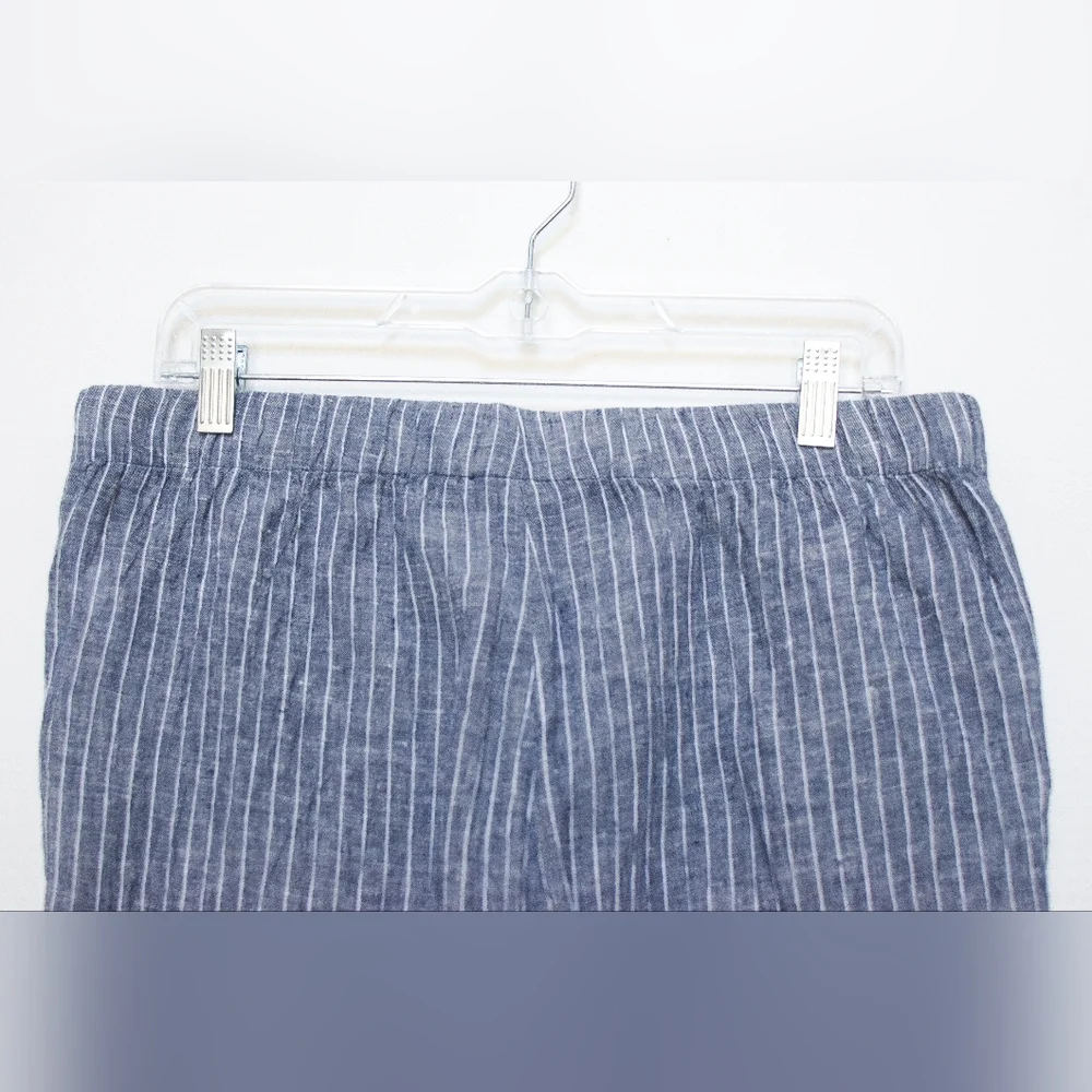 Eileen Fisher Puckered Organic Linen Wide Leg Pants Striped 100% Linen Size LP - Picture 7 of 10